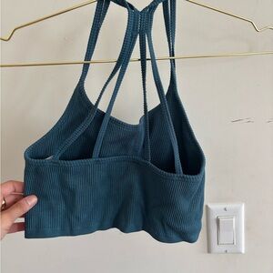 Teal Ribbed Strappy Bralette